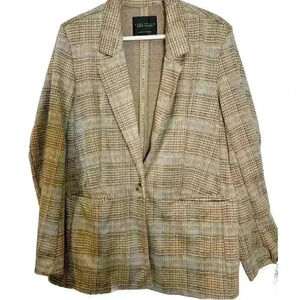 Sanctuary Women’s Everyday Blazer Size XL Brown Plaid Career Business Office